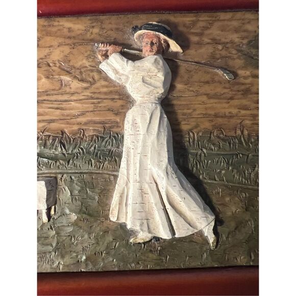 OOAK Handmade Golfer Wooden Carved Box Says ‘FORE’ - Picture 1 of 9